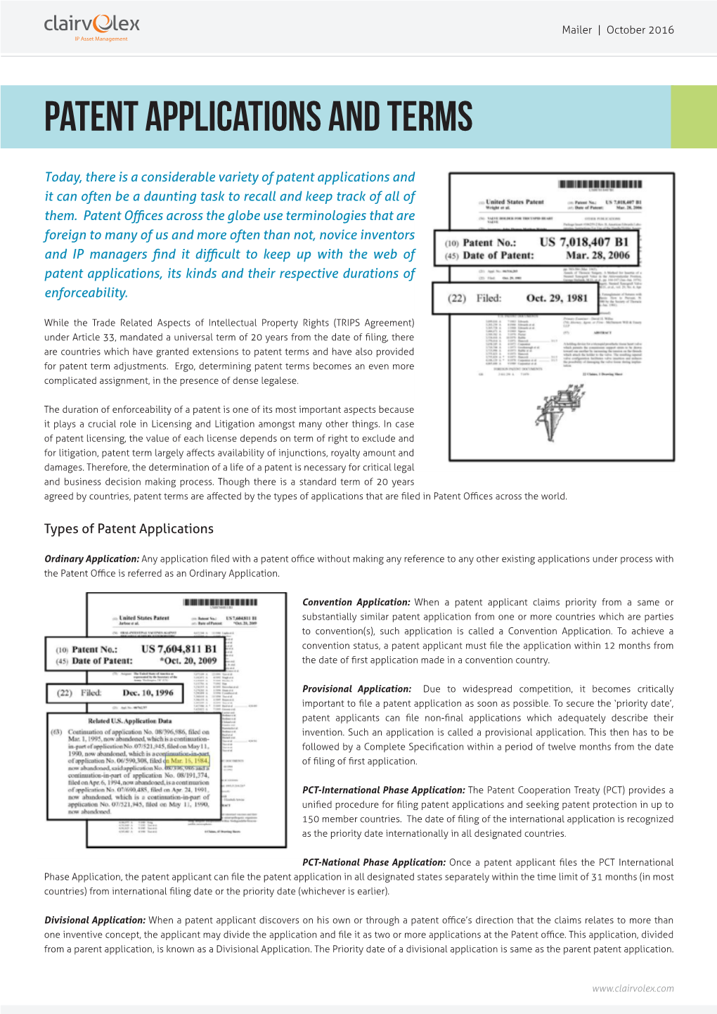 Patent Applications and Terms