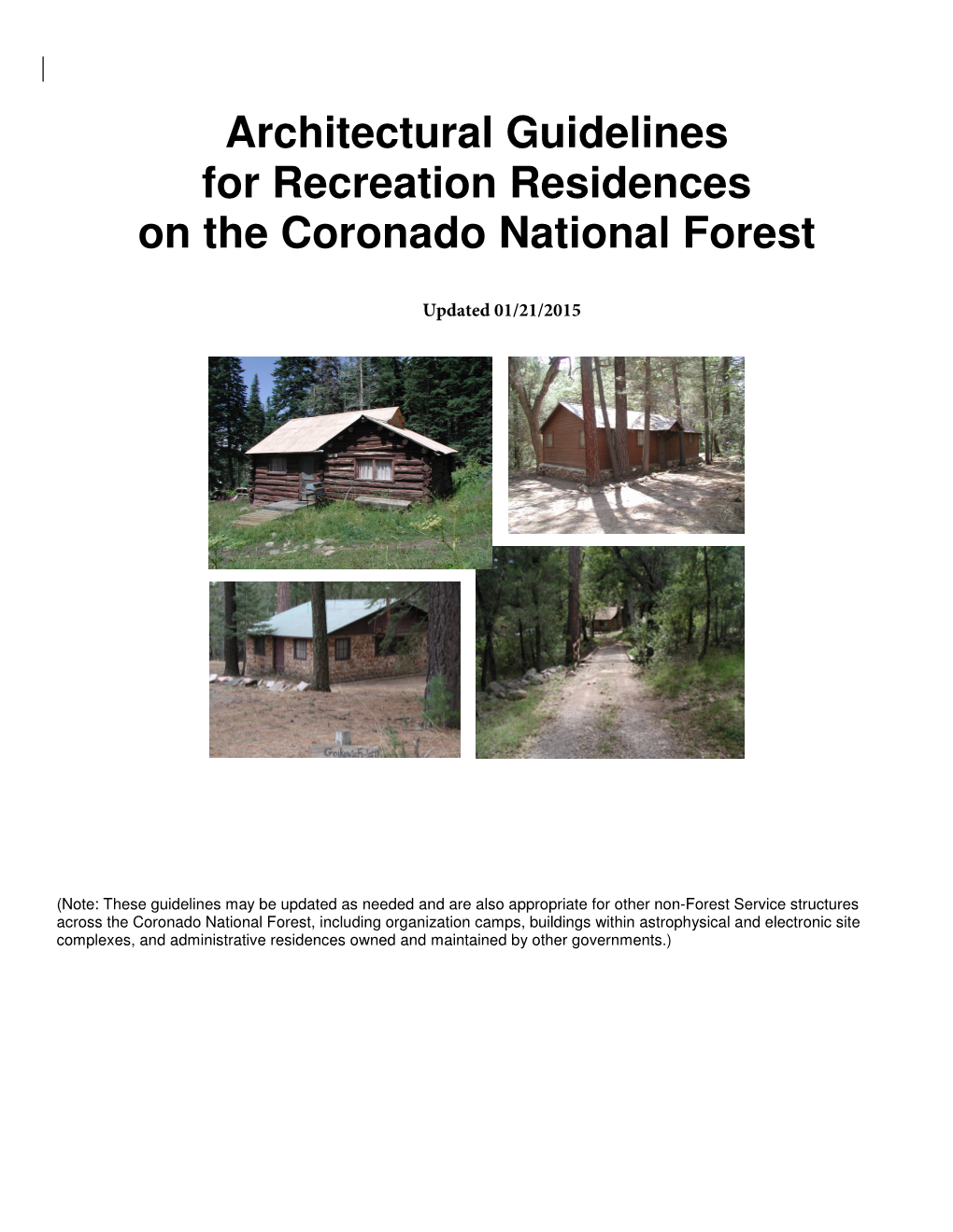 Architectural Guidelines for Recreation Residences on the Coronado National Forest