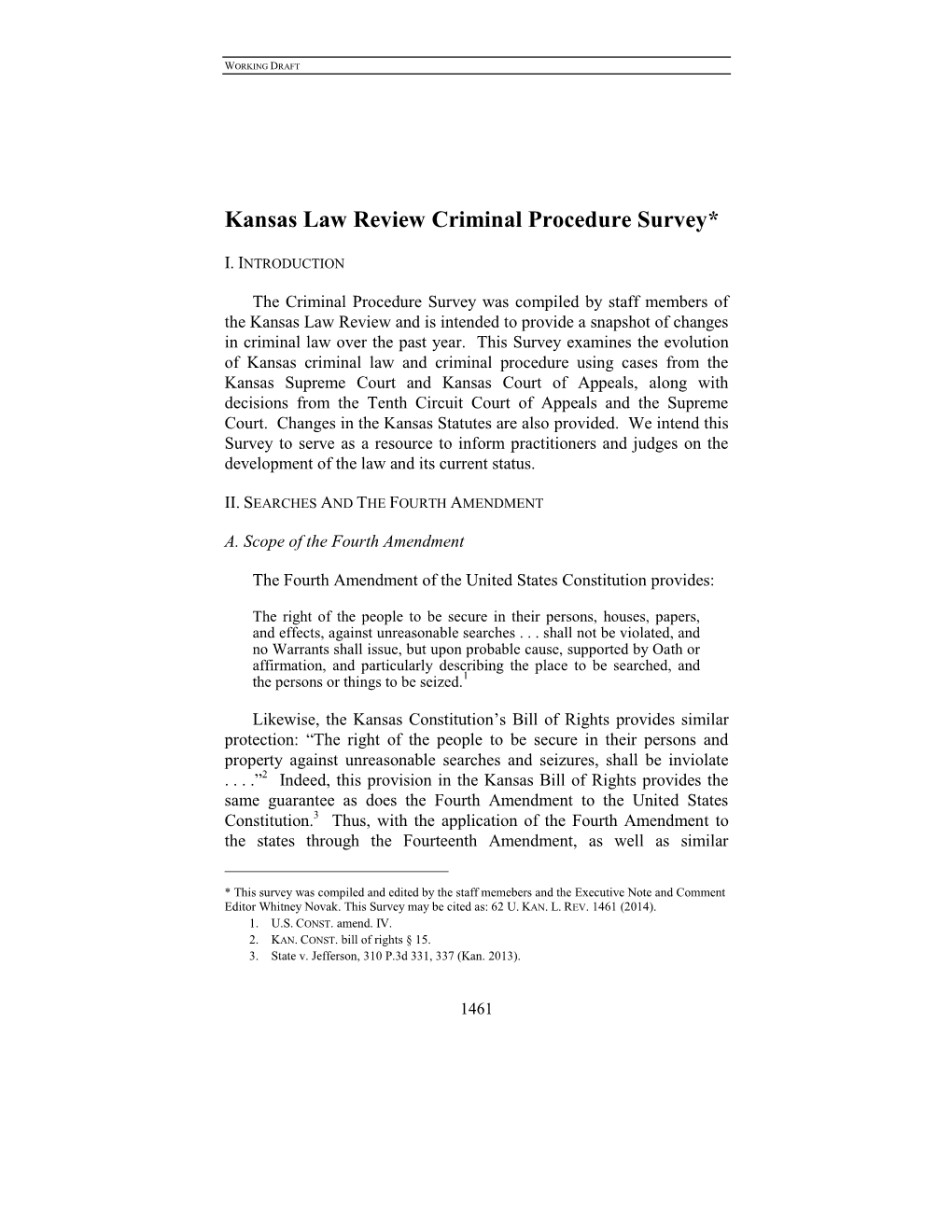 Kansas Law Review Criminal Procedure Survey*