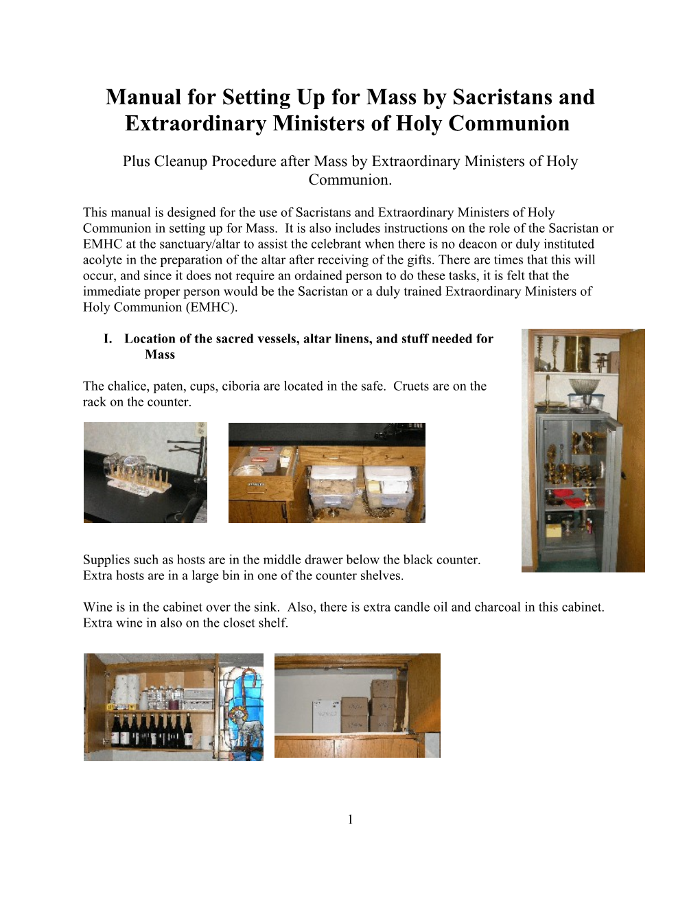 Eucharistic Ministers Setup Manual