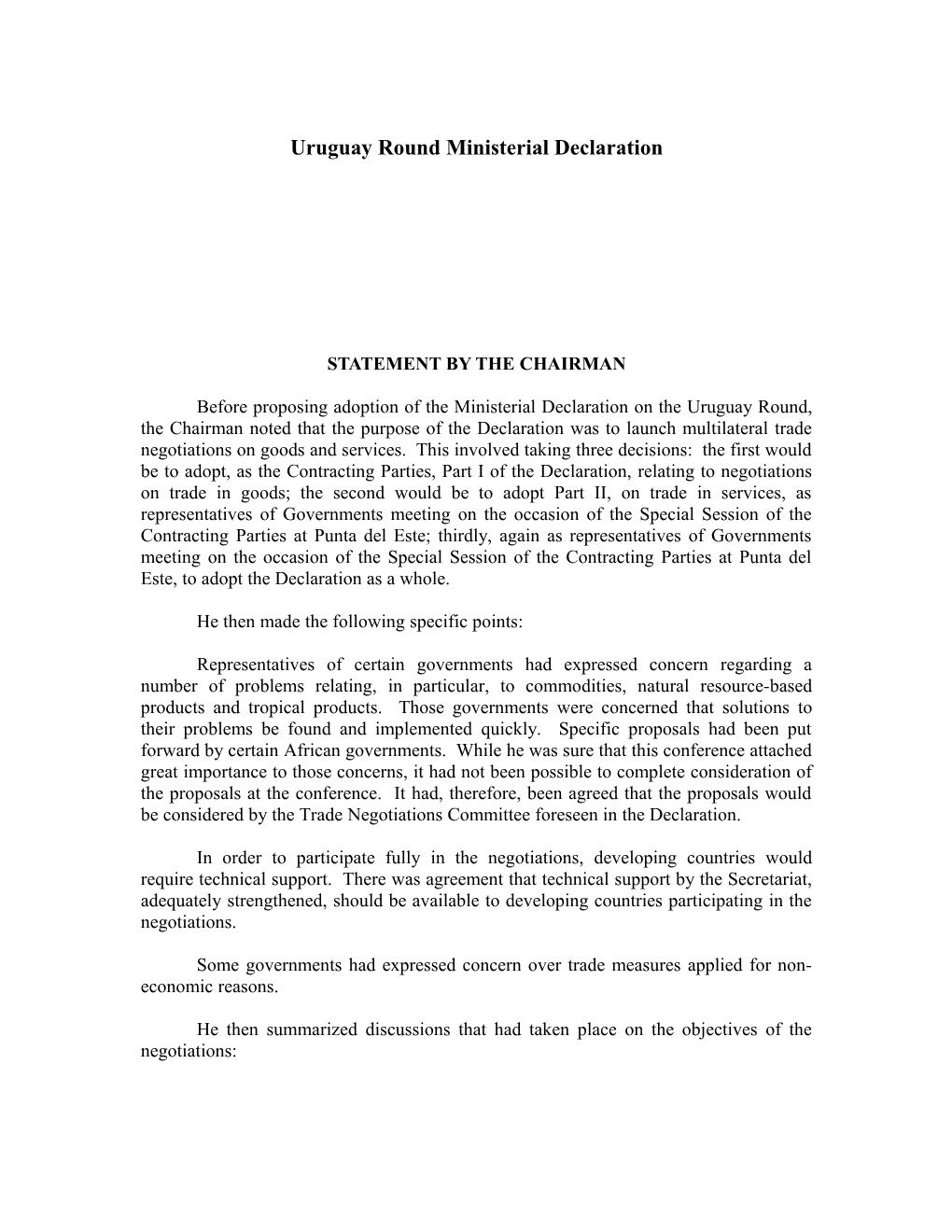 Uruguay Round Ministerial Declaration