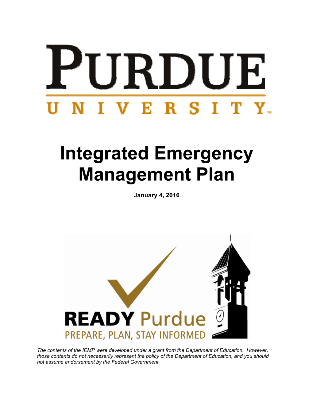 Integrated Emergency Management Plan 2016