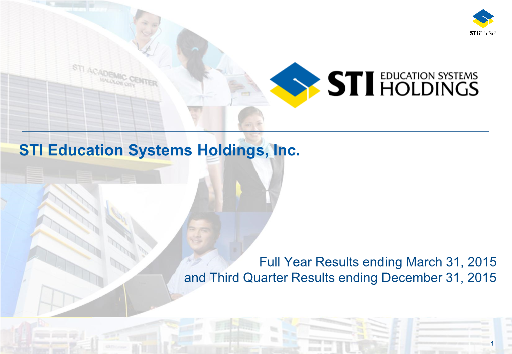 STI Holdings Investors' Brief 3Q2015