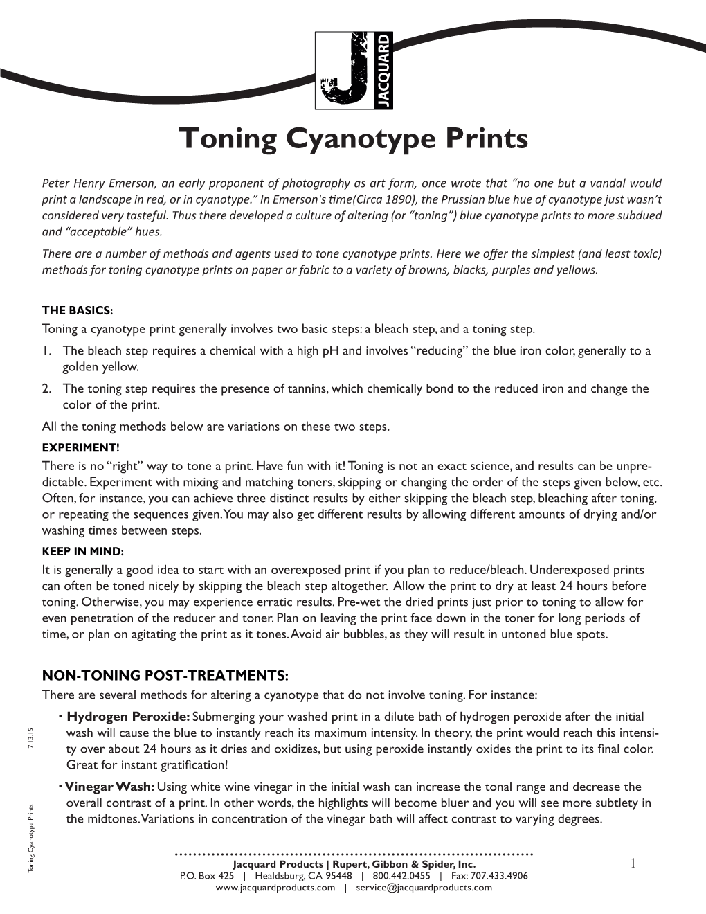 Toning Cyanotype Prints