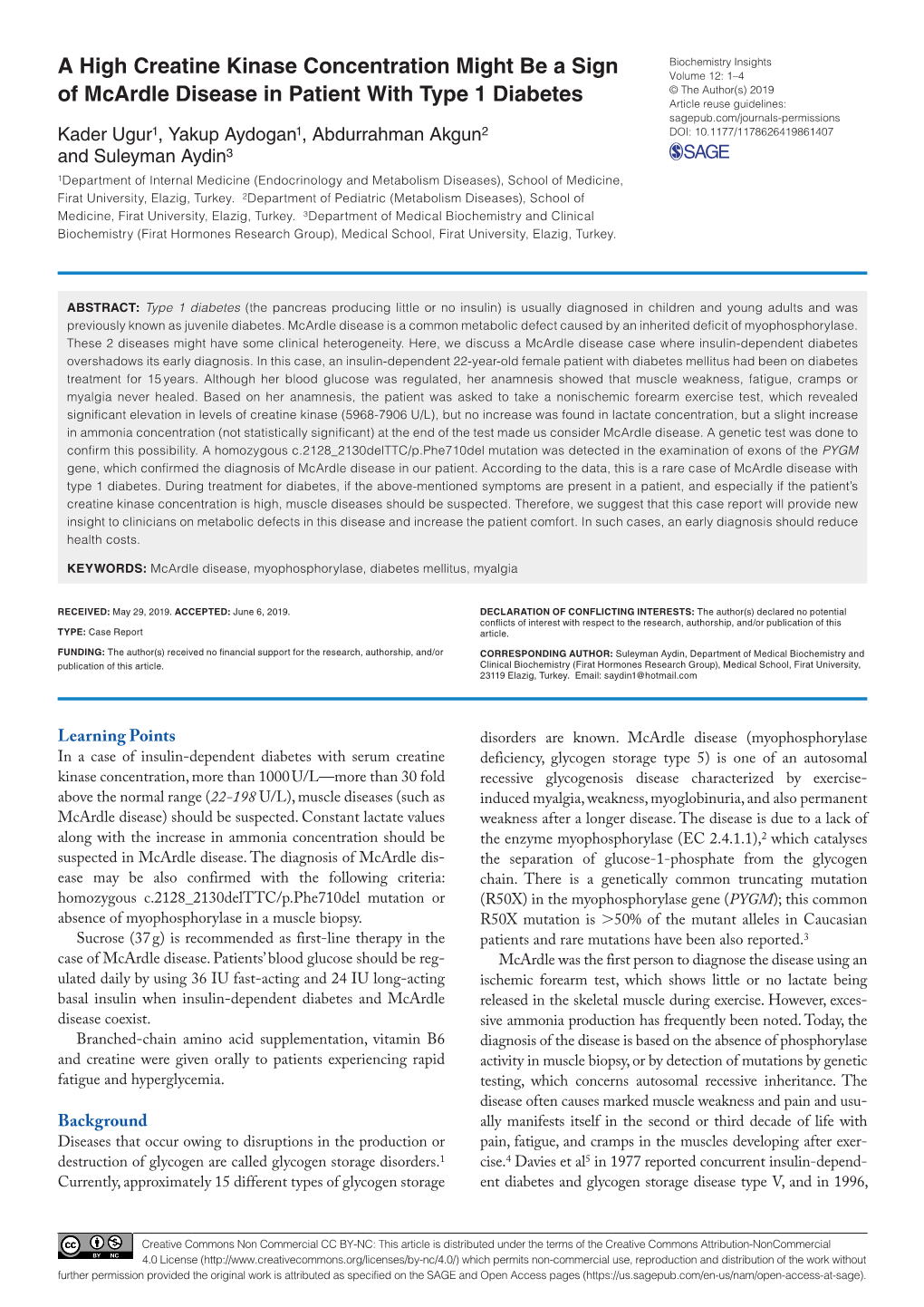 A High Creatine Kinase Concentration Might Be a Sign of Mcardle