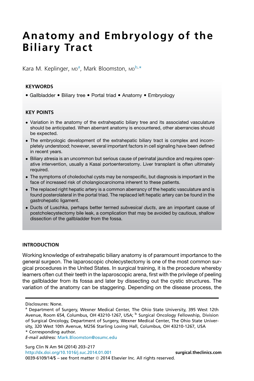 Anatomy and Embryology of the Biliary Tract