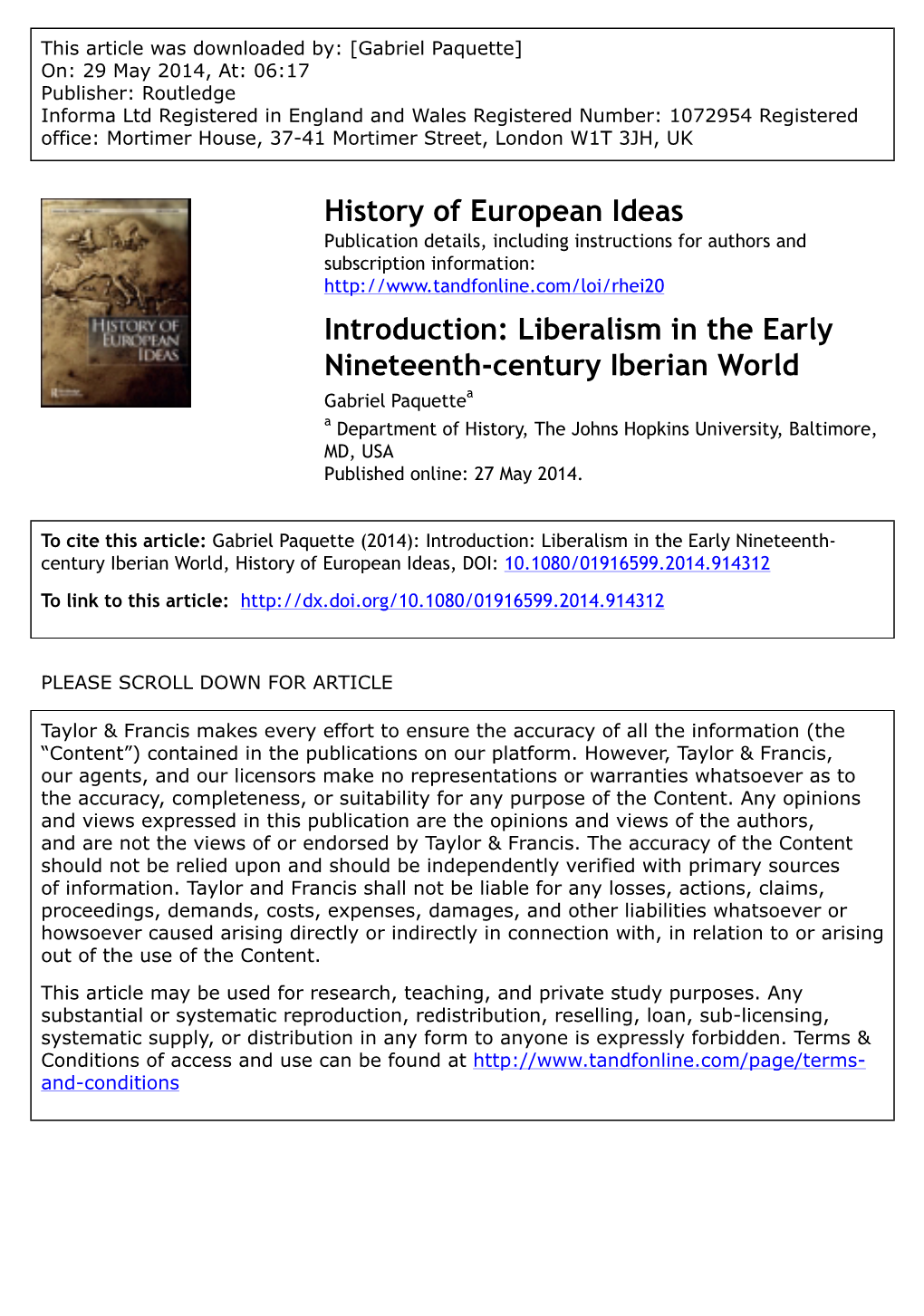 Introduction: Liberalism in the Early Nineteenth-Century Iberian World