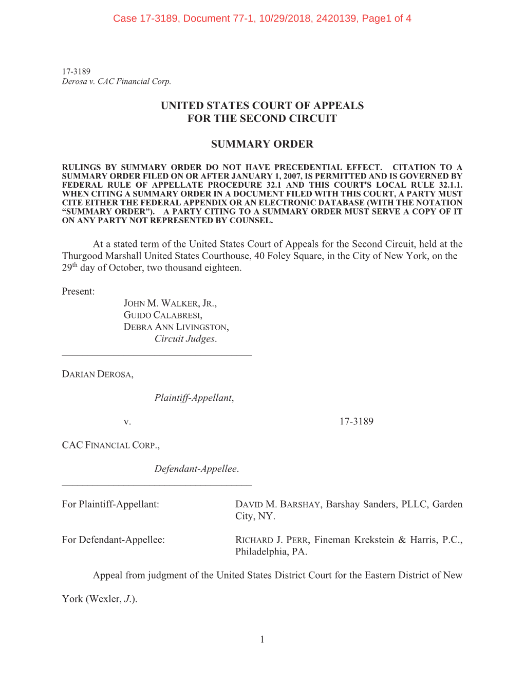 United States Court of Appeals for the Second Circuit Summary Order