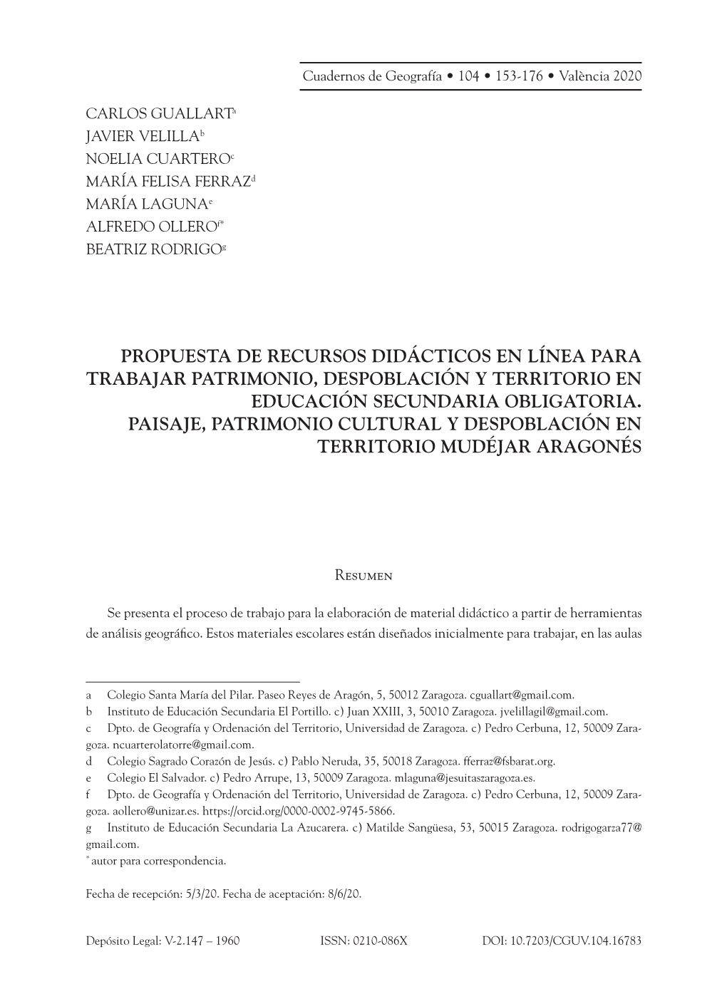 Propuesta De Recursos Didácticos En Línea Para Trabajar Patrimonio, Despoblación Y Territorio En Educación Secundaria Obligatoria