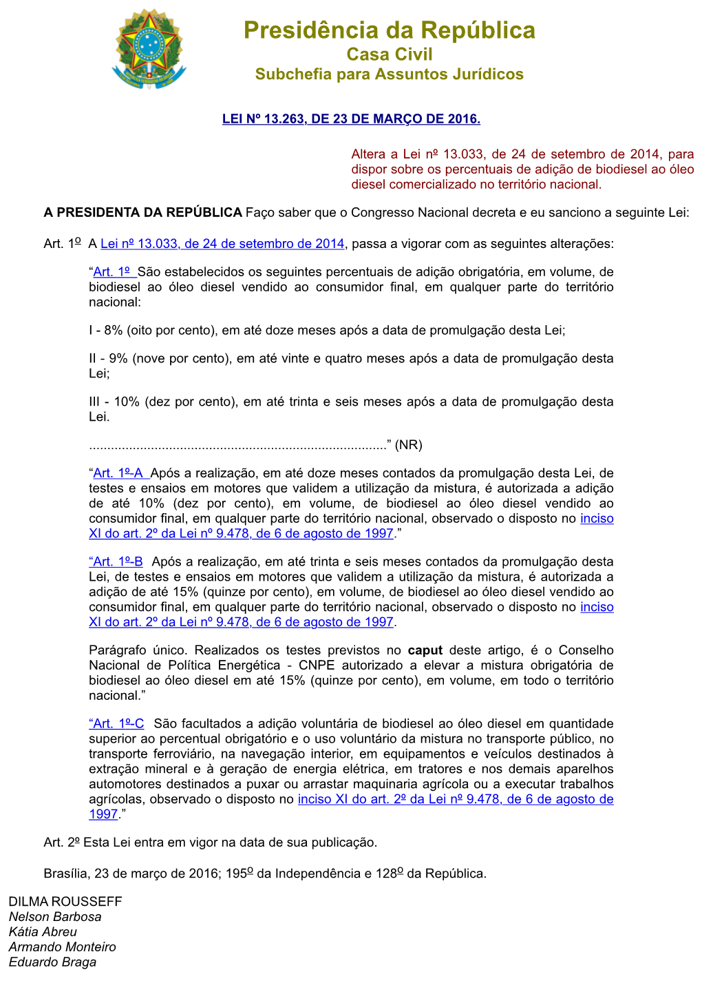 Presidência Da República Casa Civil Subchefia Para Assuntos Jurídicos