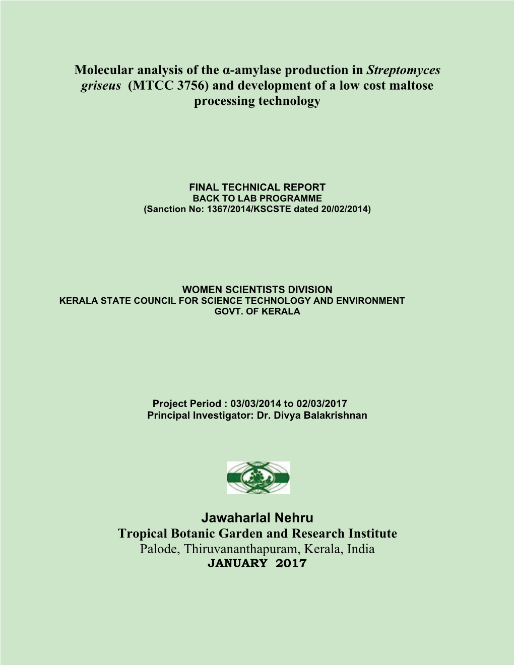 Molecular Analysis of the Α-Amylase Production in Streptomyces Griseus (MTCC 3756) and Development of a Low Cost Maltose Processing Technology