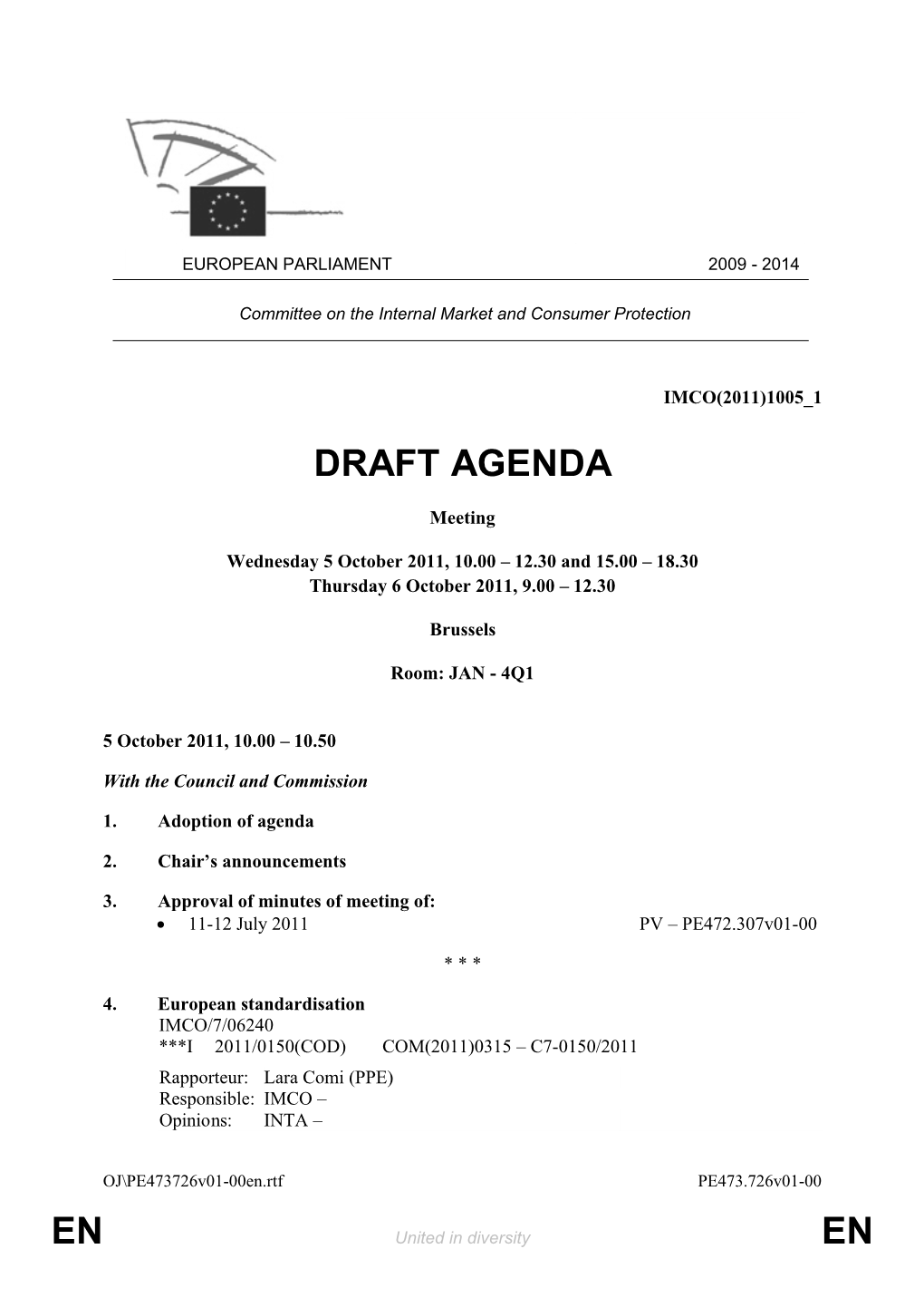 En En Draft Agenda