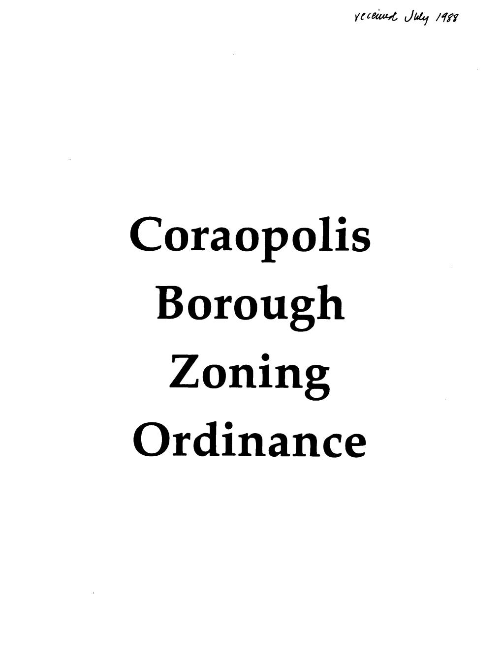 Borough Loning Ordinance ? INDEX CORAOPOLIS BOROUGH ZONING ORDINANCE