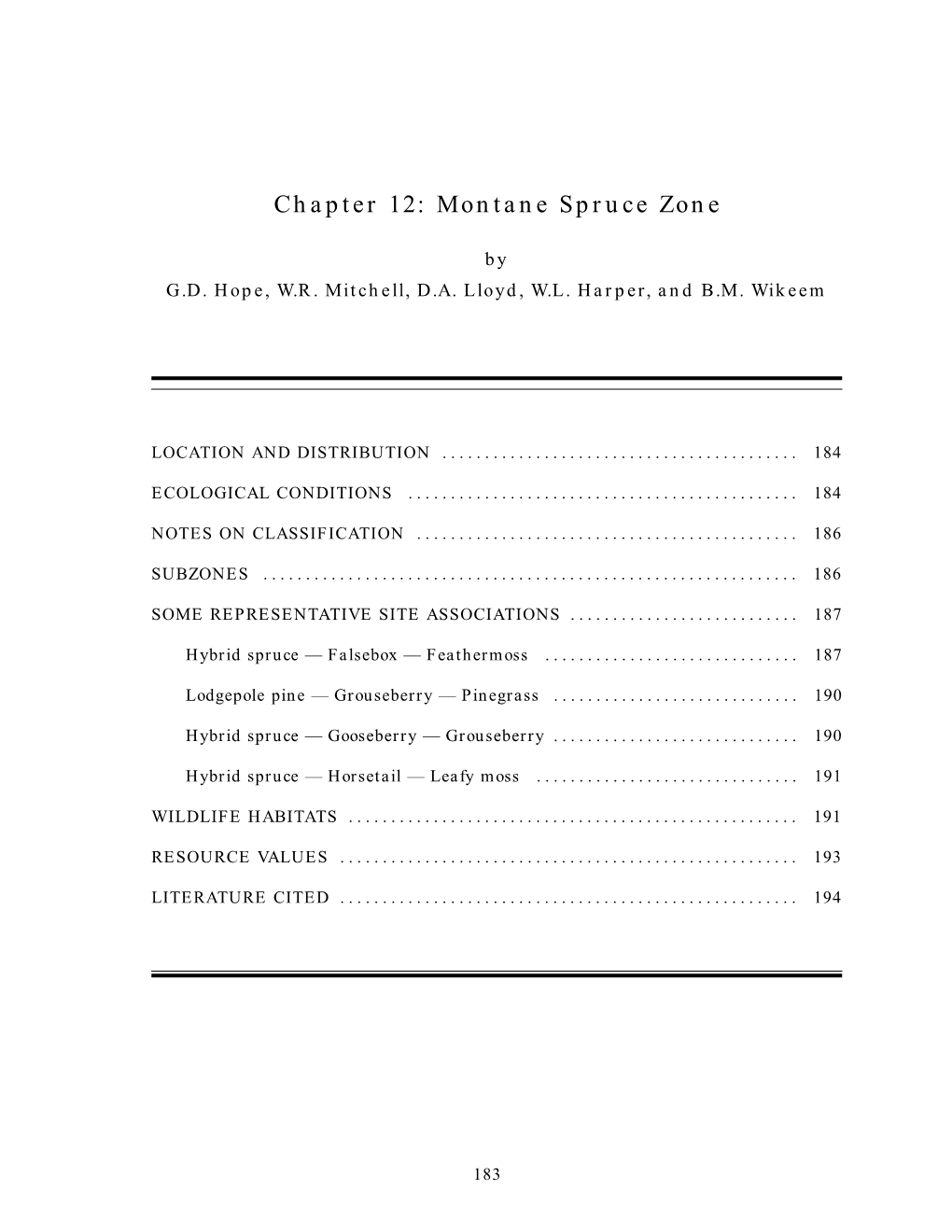 Chapter 12: Montane Spruce Zone