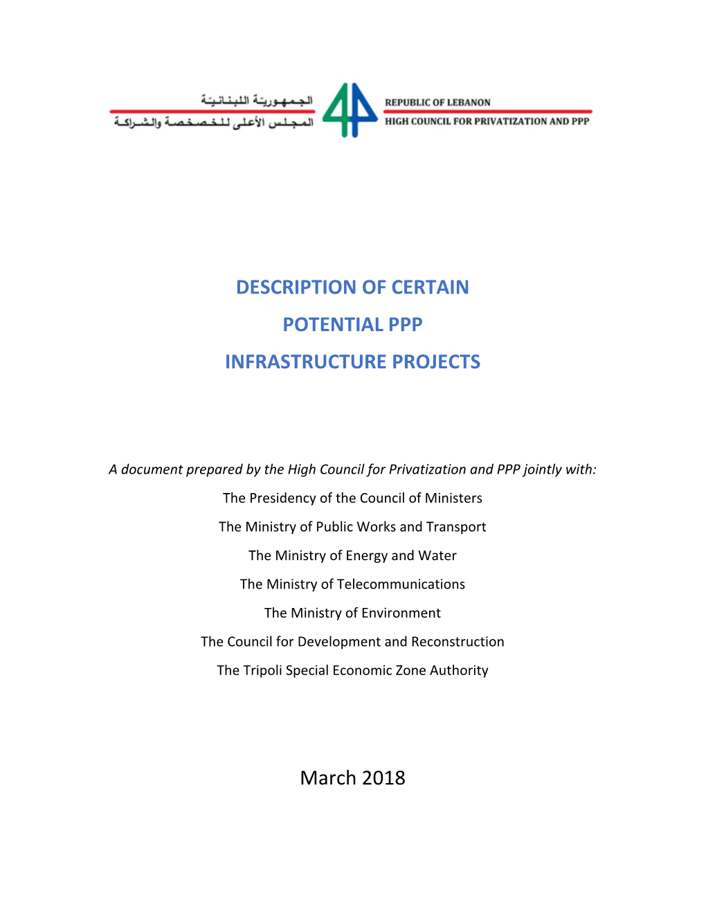 Description of Certain Potential Ppp Infrastructure Projects