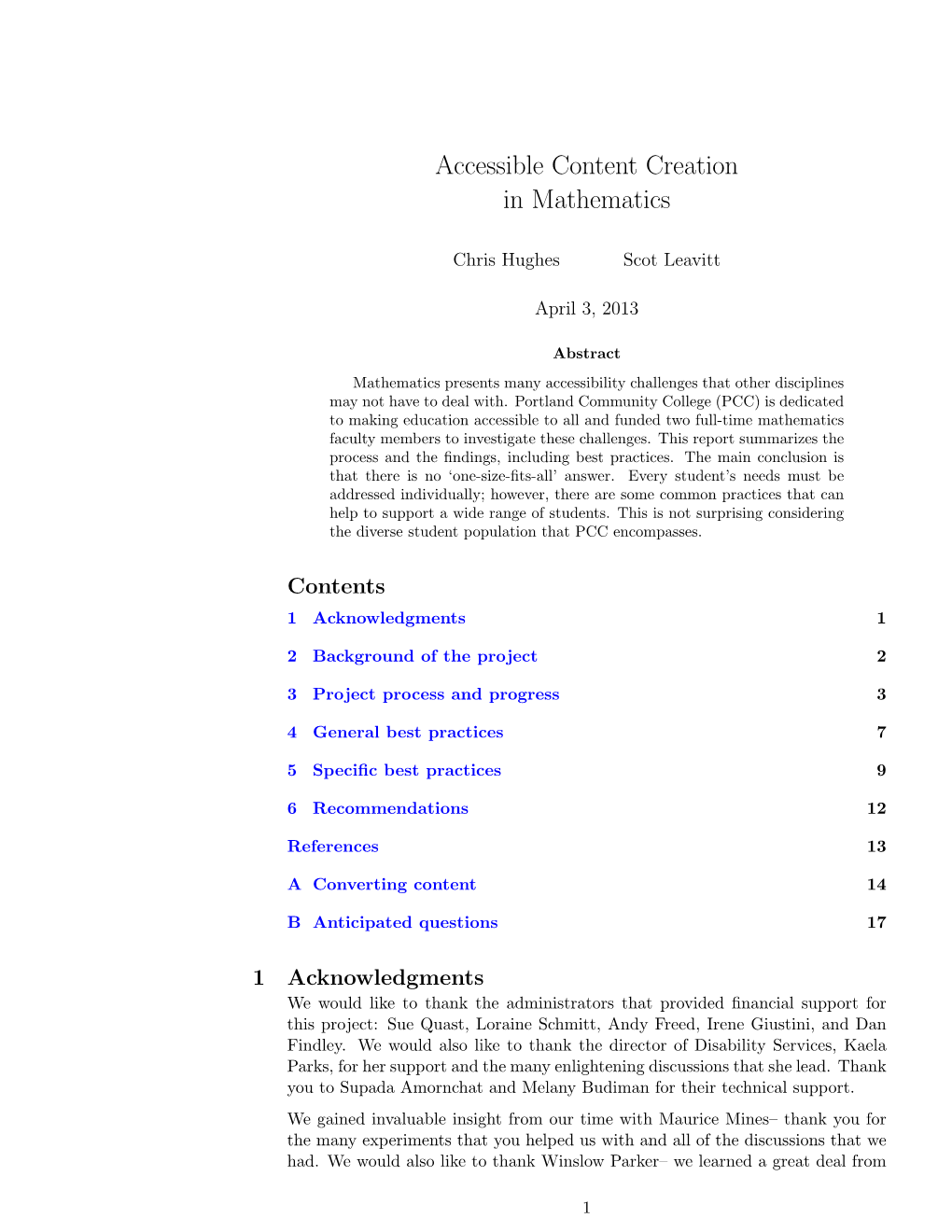 Accessible Content Creation in Mathematics