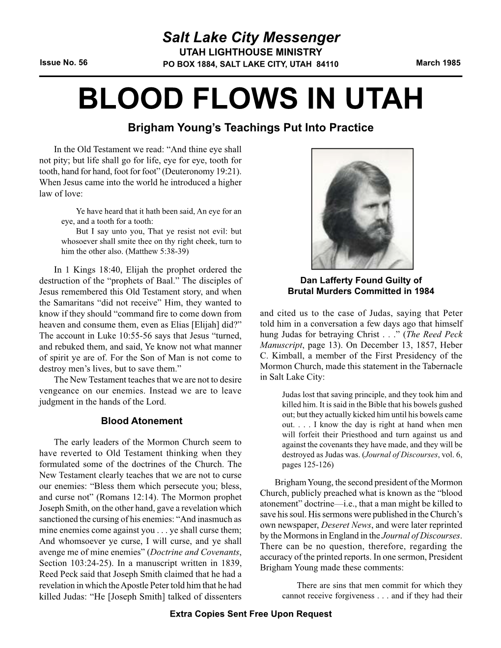 56 Salt Lake City Messenger: Blood Flows in Utah