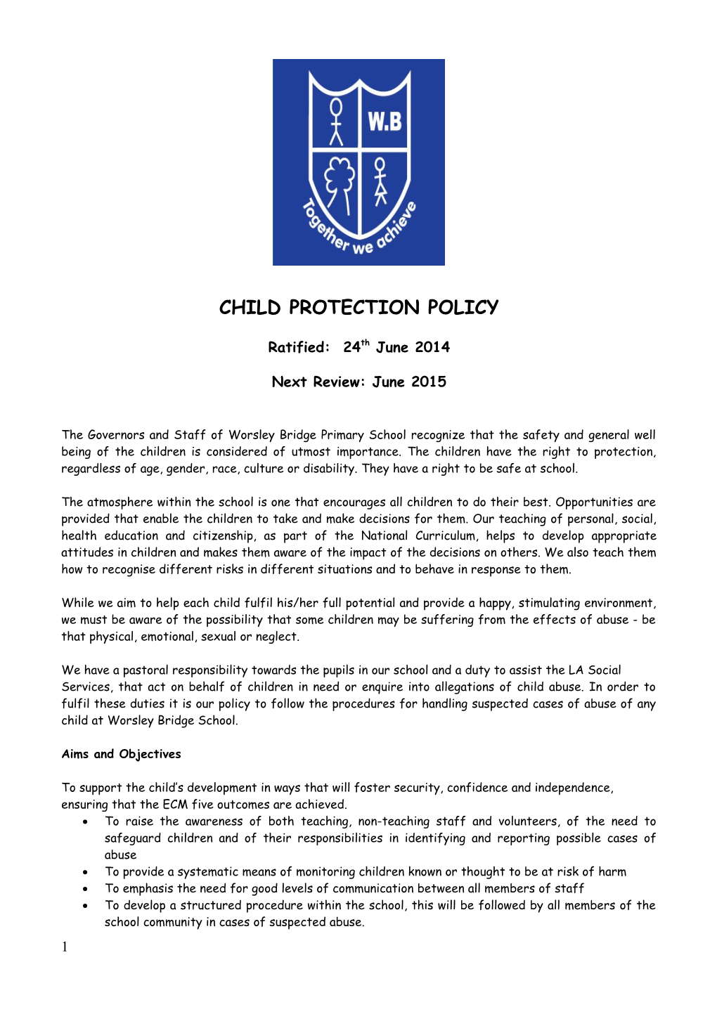 CHILD PROTECTION POLICY -Hawes Down Junior School