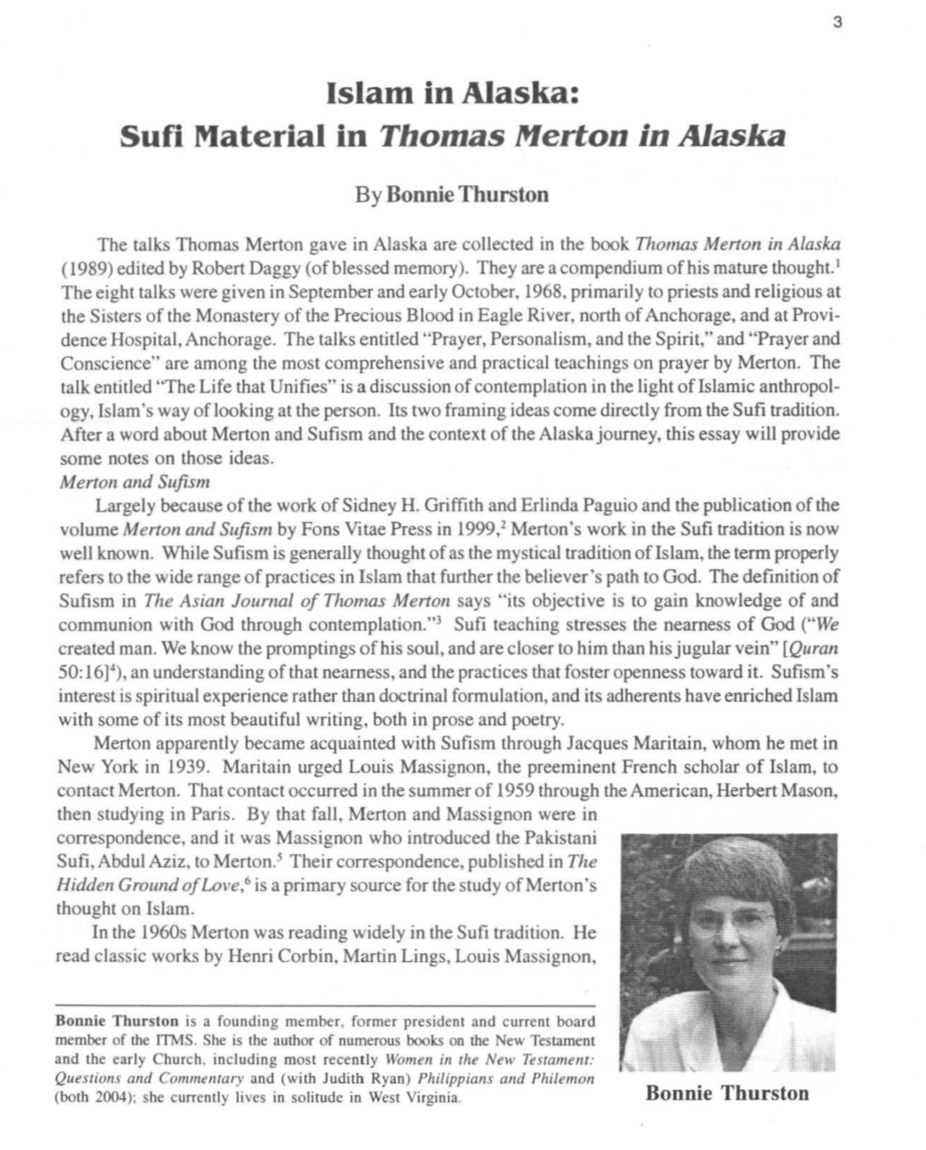 Islam in Alaska: Sufi Material in Thomas Merton in Alaska
