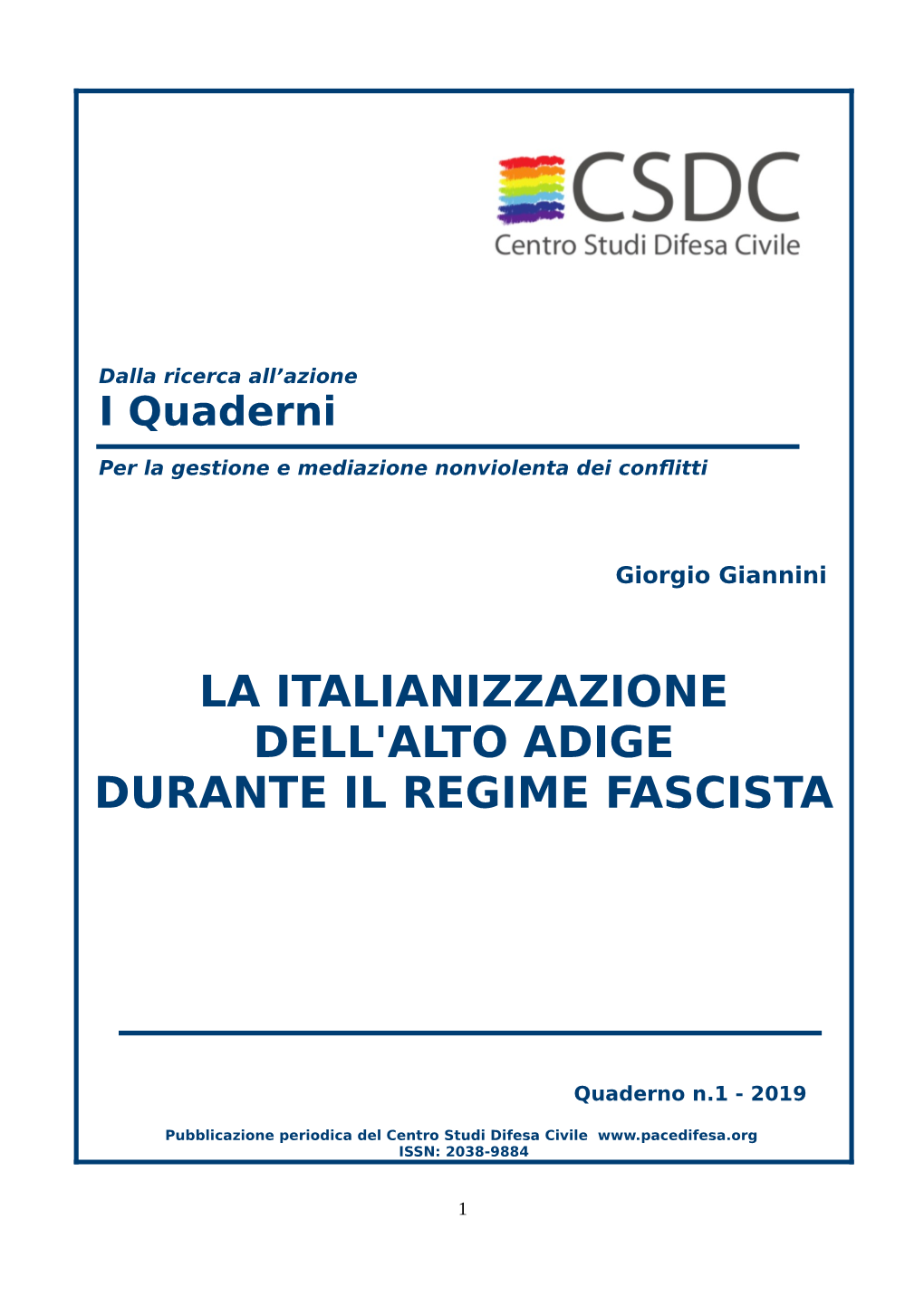 La Italianizzazione Dell'alto Adige Durante Il Regime Fascista