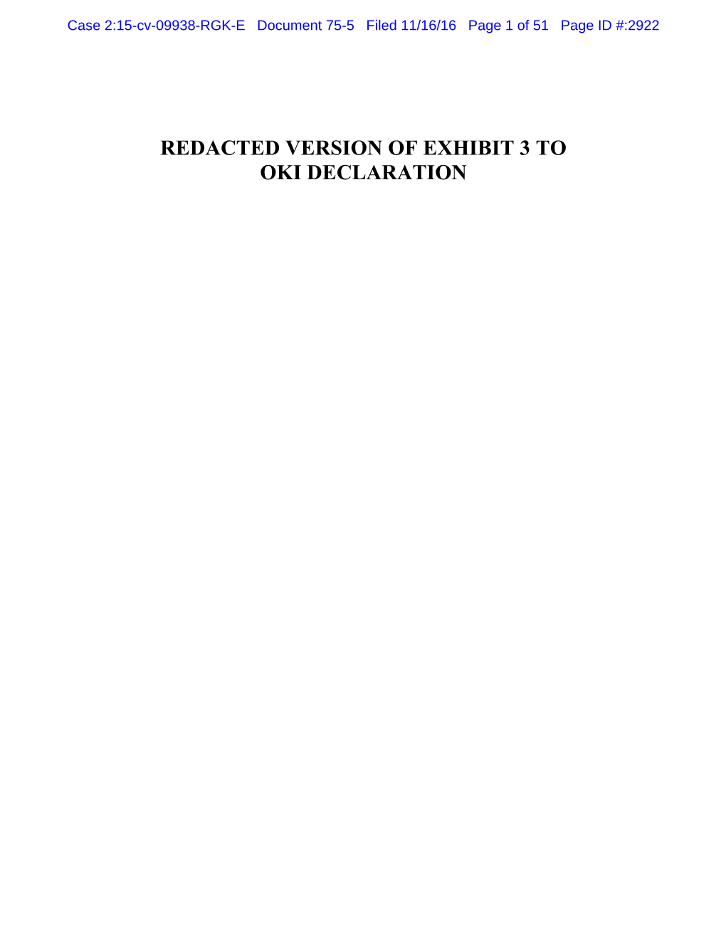 Redacted Version of Exhibit 3 to Oki Declaration