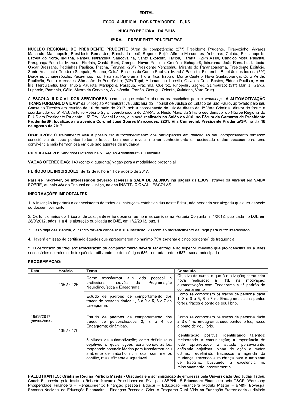 Ejus Núcleo Regional Da Ejus 5ª