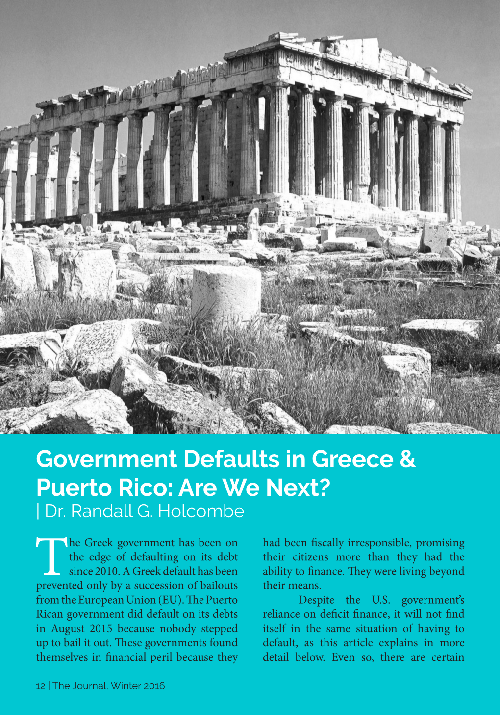 Government Defaults in Greece & Puerto Rico: Are We Next?