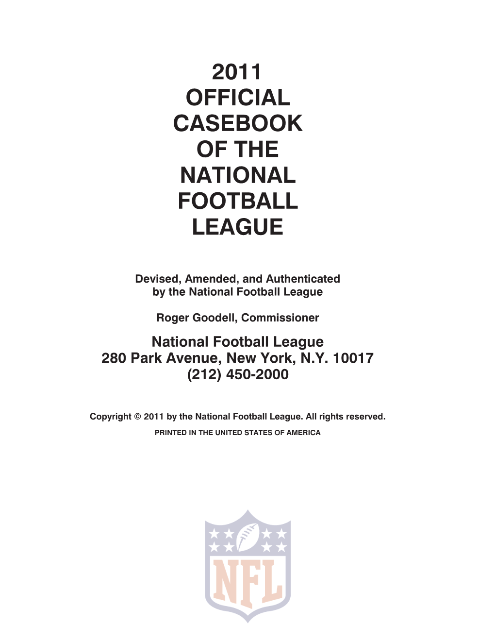 2011 Official Casebook of the National Football League