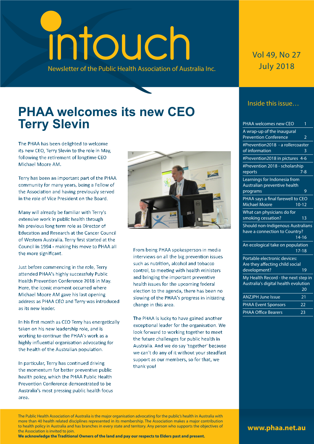 PHAA Welcomes Its New CEO Terry Slevin