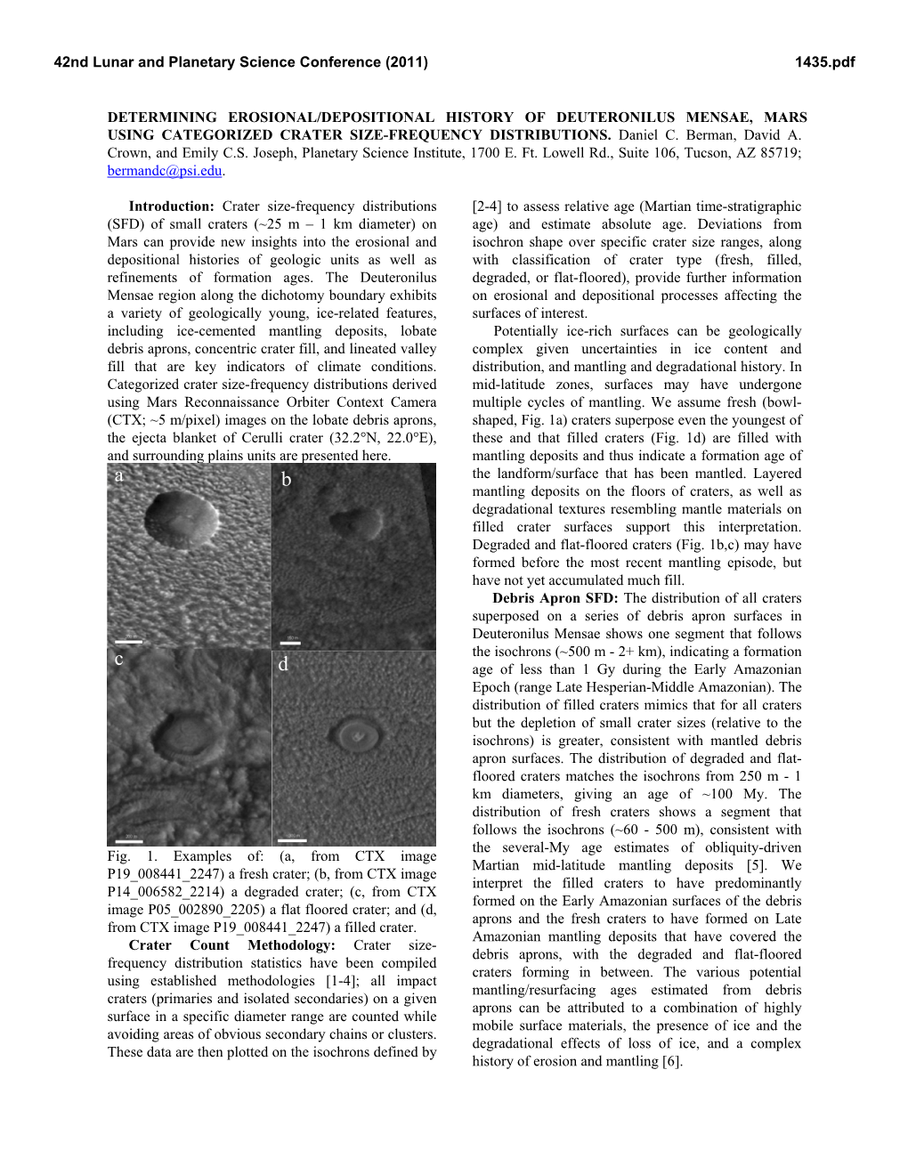 Determining Erosional/Depositional History of Deuteronilus Mensae, Mars Using Categorized Crater Size-Frequency Distributions