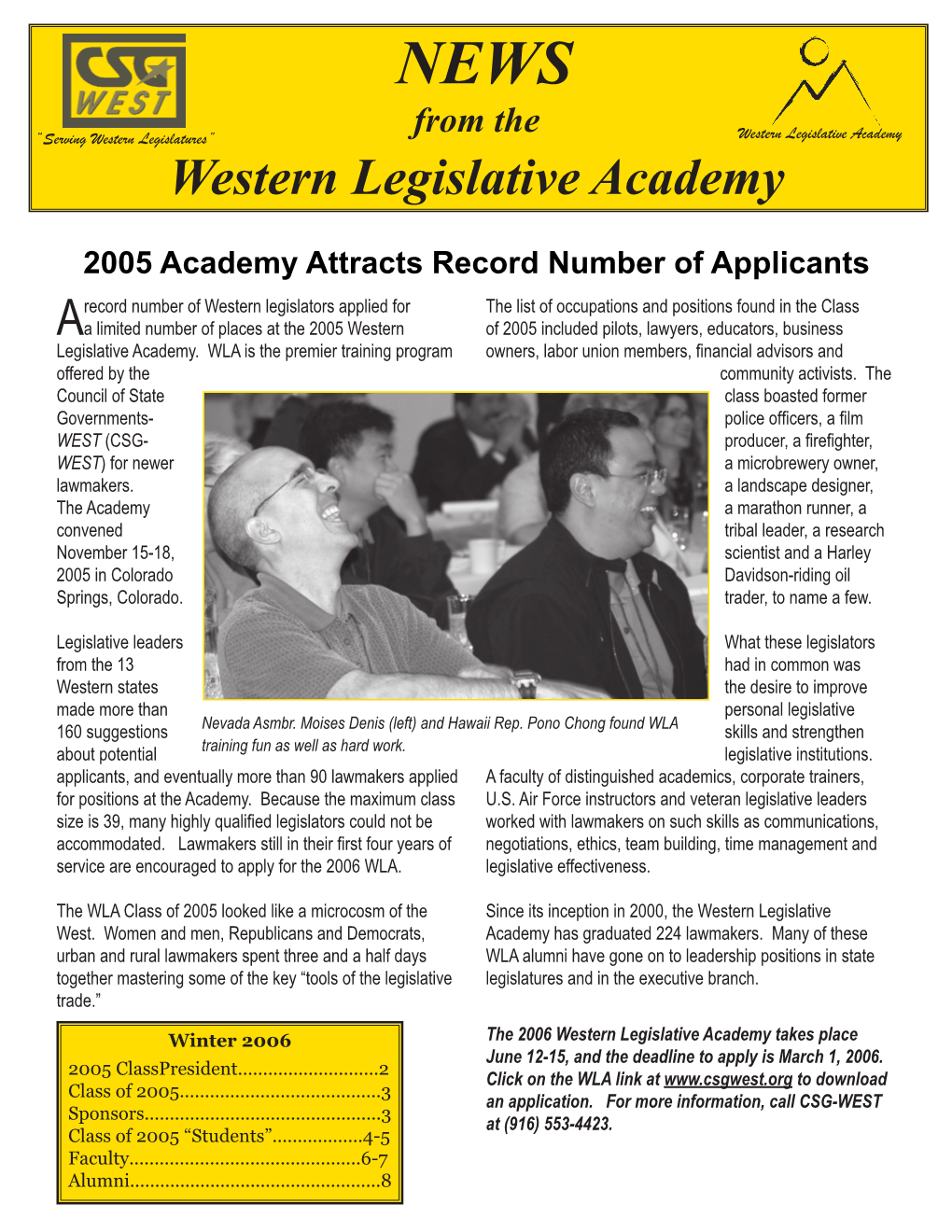 Western Legislative Academy Western Legislative Academy