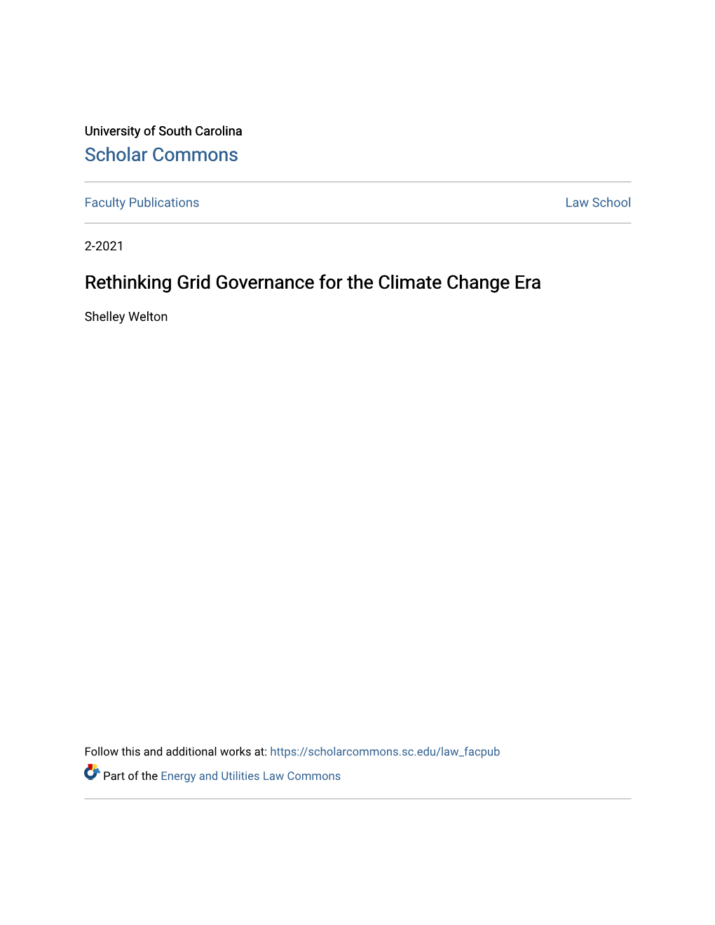 Rethinking Grid Governance for the Climate Change Era