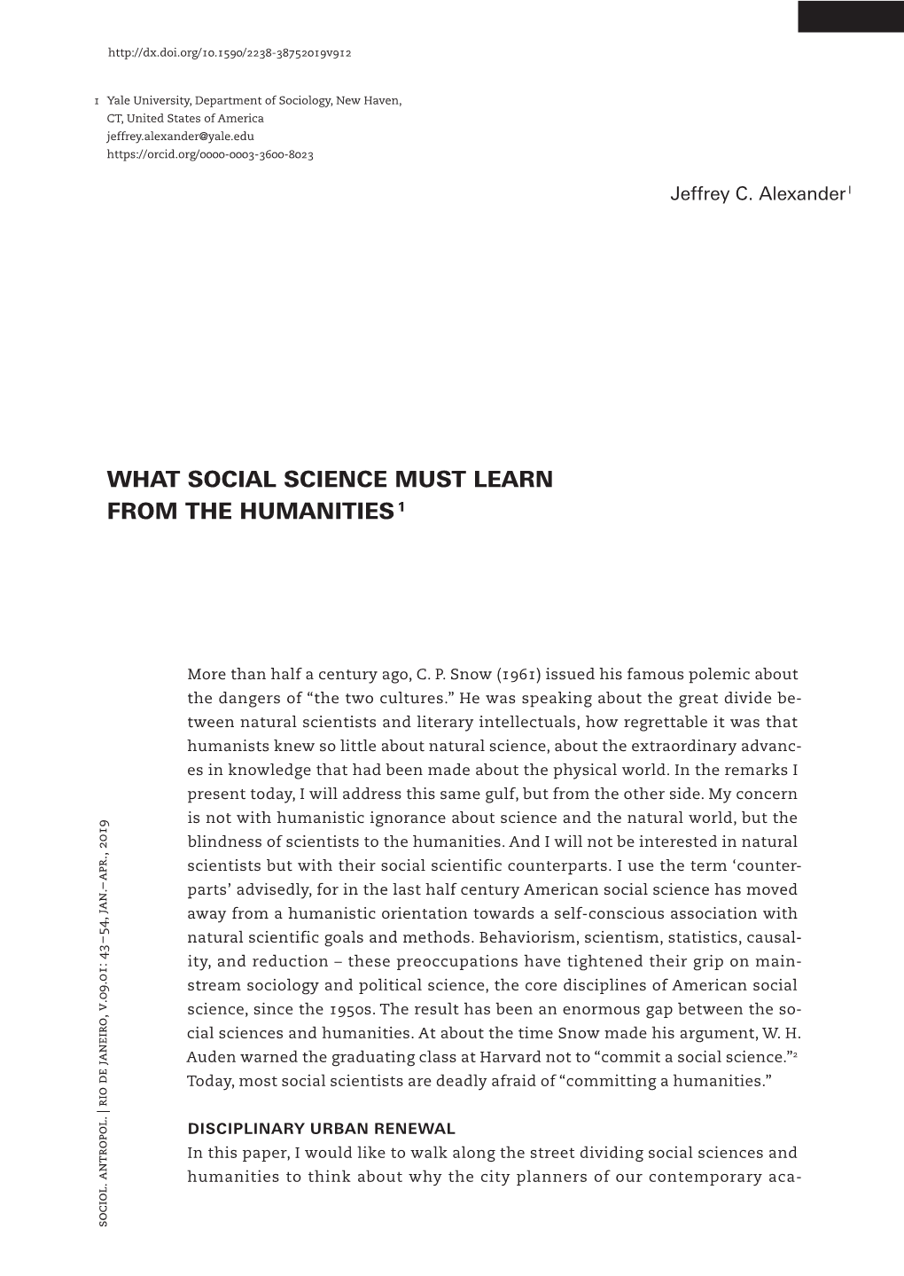 What Social Science Must Learn from the Humanities 1