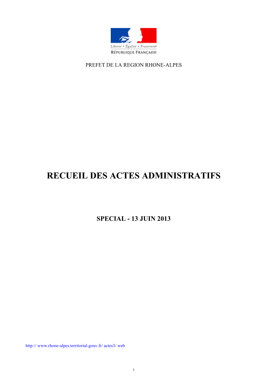 Recueil Des Actes Administratifs
