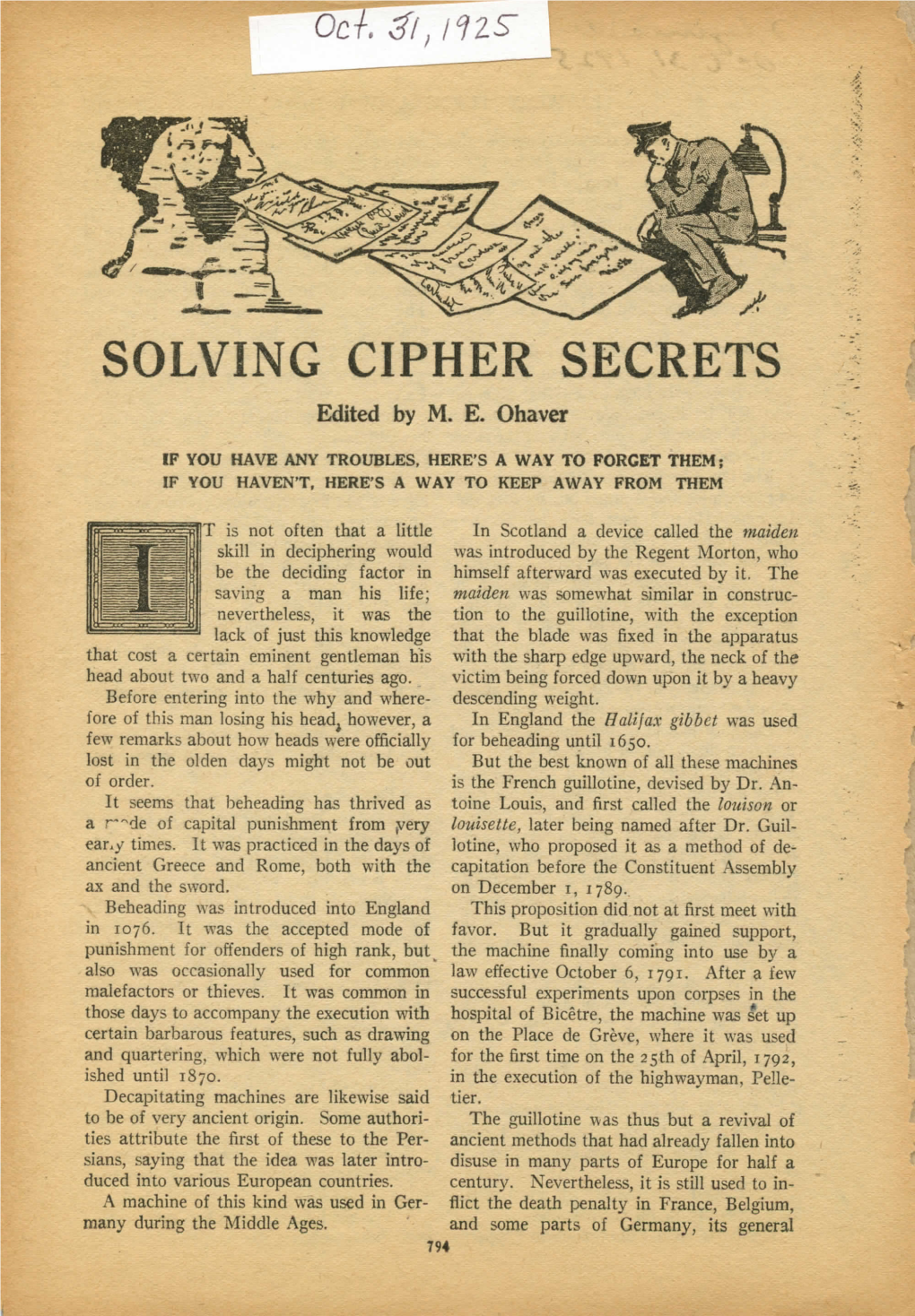 SOLVING CIPHER SECRETS Edited by M