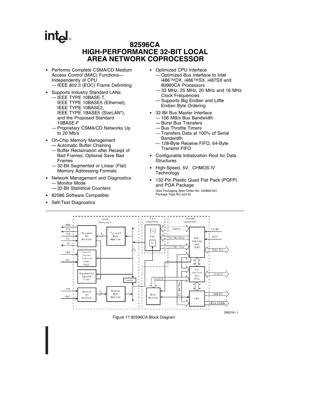 82596Ca High-Performance 32-Bit Local Area Network Coprocessor