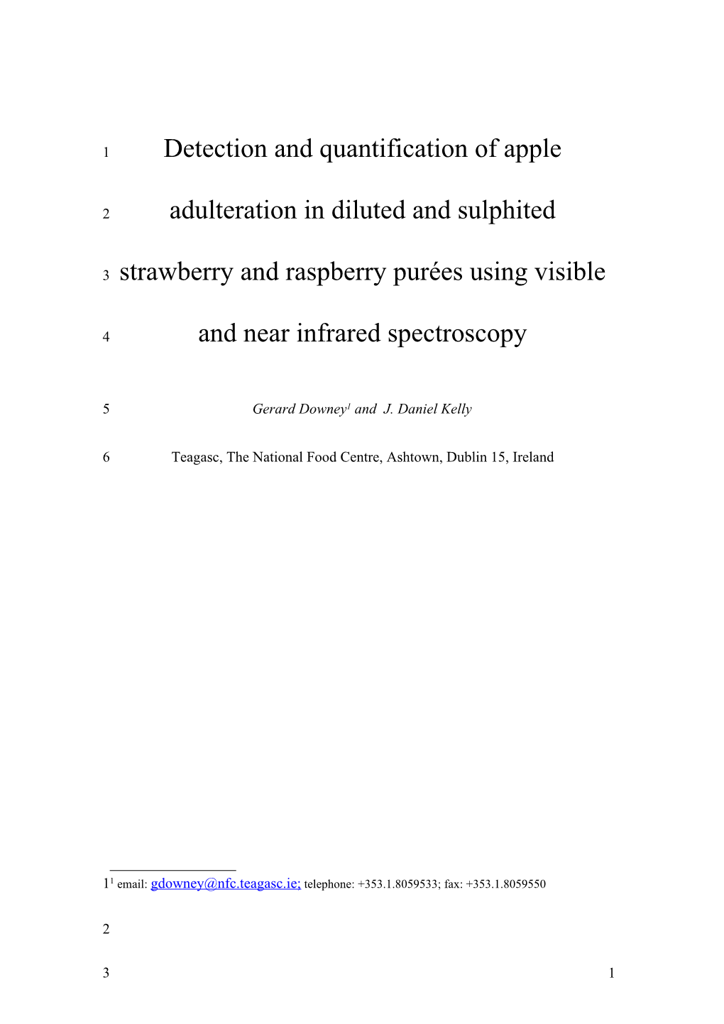 Detection and Quantification of Apple Adulteration in Diluted and Sulphited Strawberry