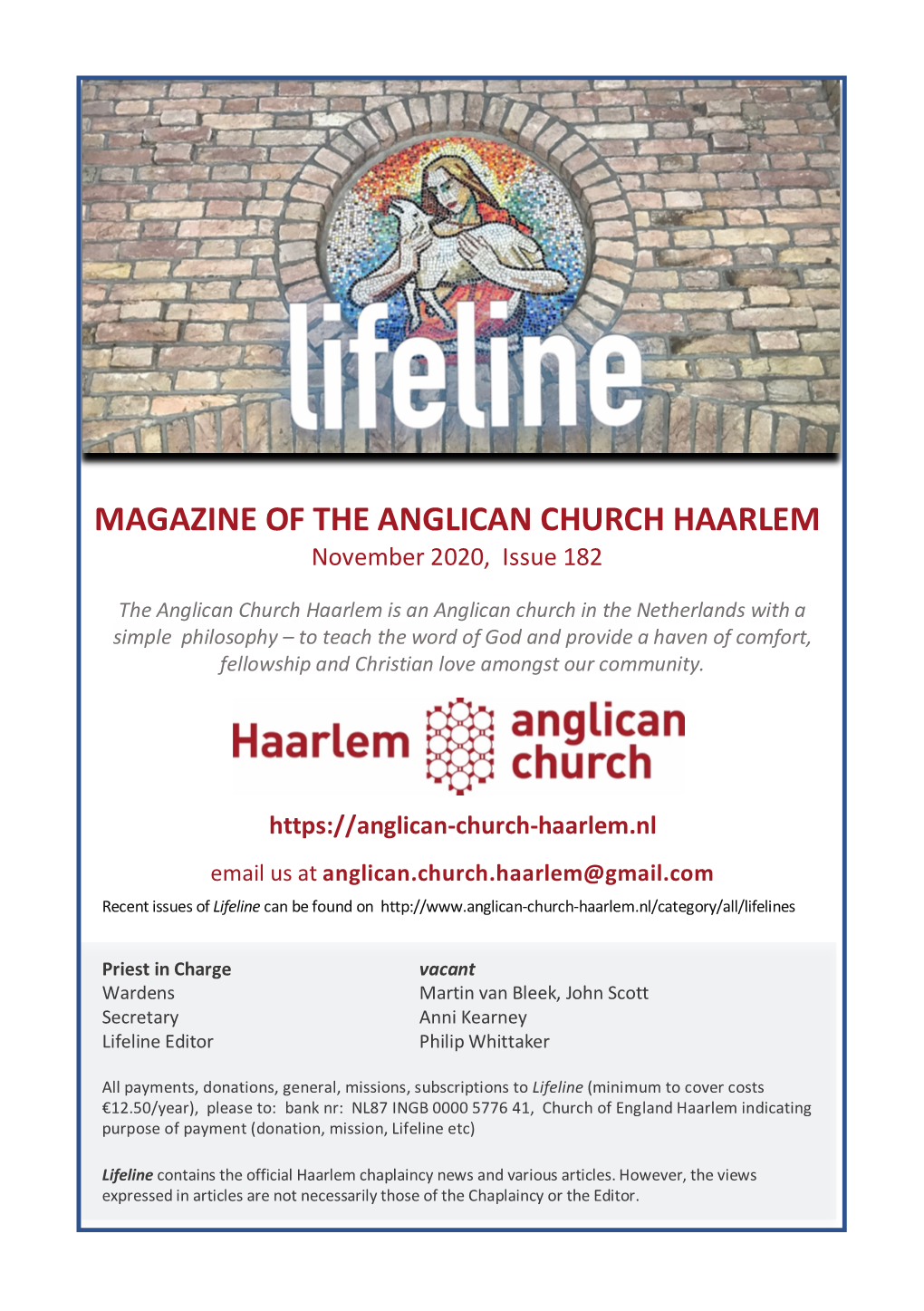 MAGAZINE of the ANGLICAN CHURCH HAARLEM November 2020, Issue 182