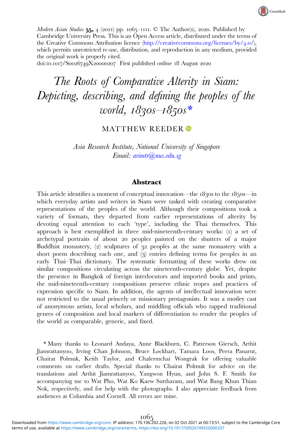 The Roots of Comparative Alterity in Siam: Depicting, Describing, and Deﬁning the Peoples of the World, S–S*