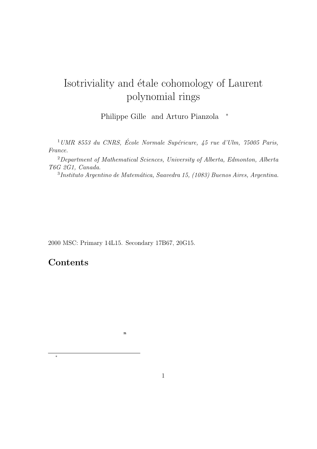 Isotriviality and Étale Cohomology of Laurent Polynomial Rings