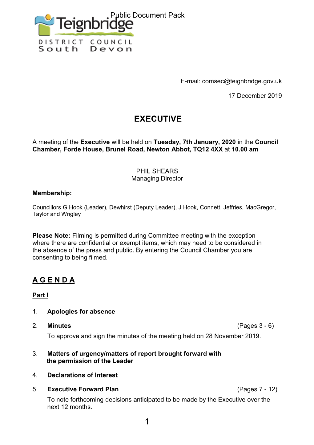 (Public Pack)Agenda Document for Executive, 07/01/2020 10:00