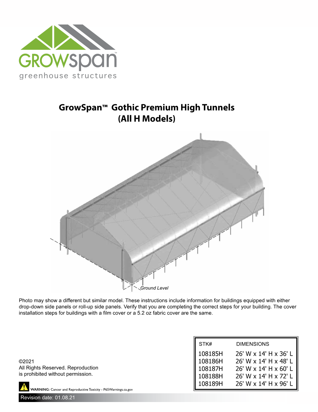 Growspan™ Gothic Premium High Tunnels (All H Models)