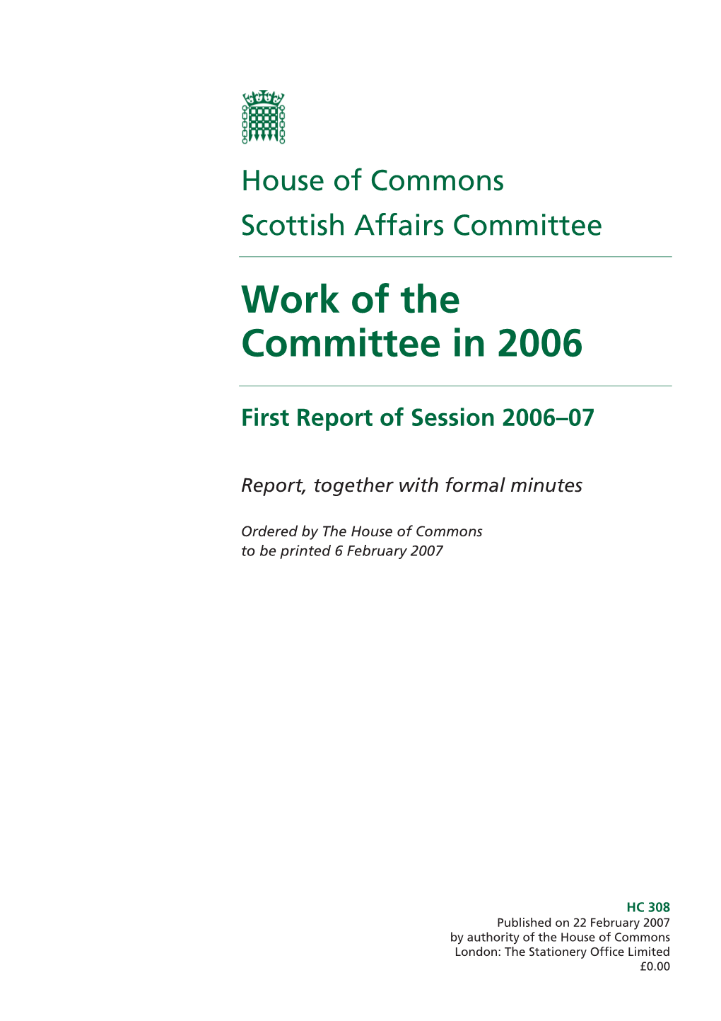 Work of the Committee in 2006