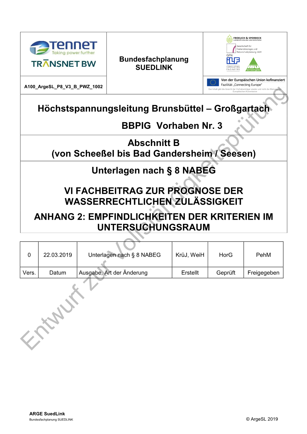 (Von Scheeßel Bis Bad Gandersheim / Seesen) Unterlagen Nach § 8 NABEG