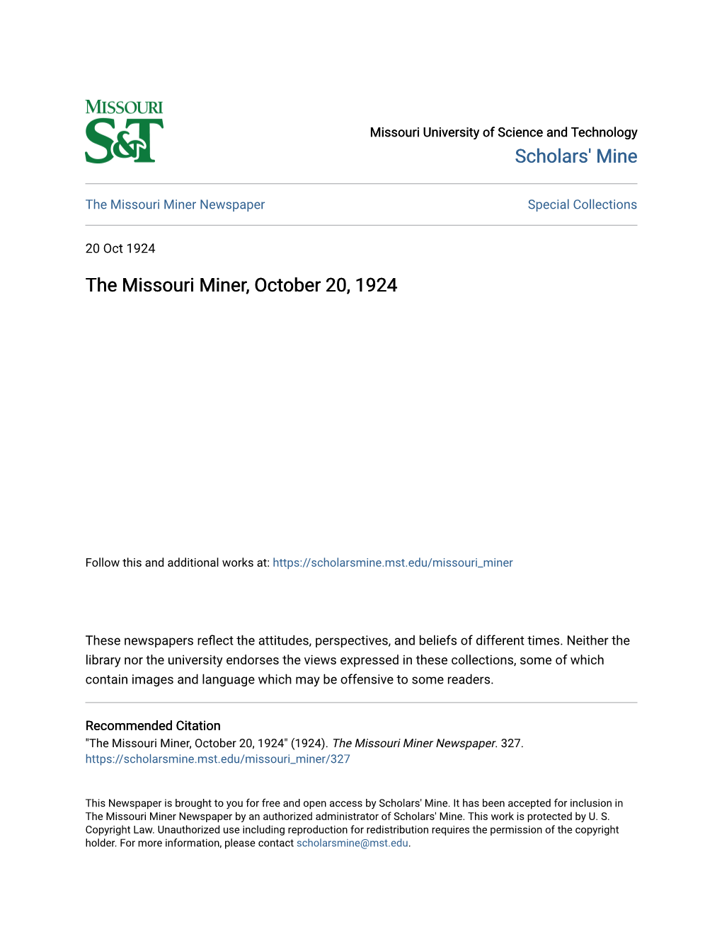 THE Missouf\1 MINER