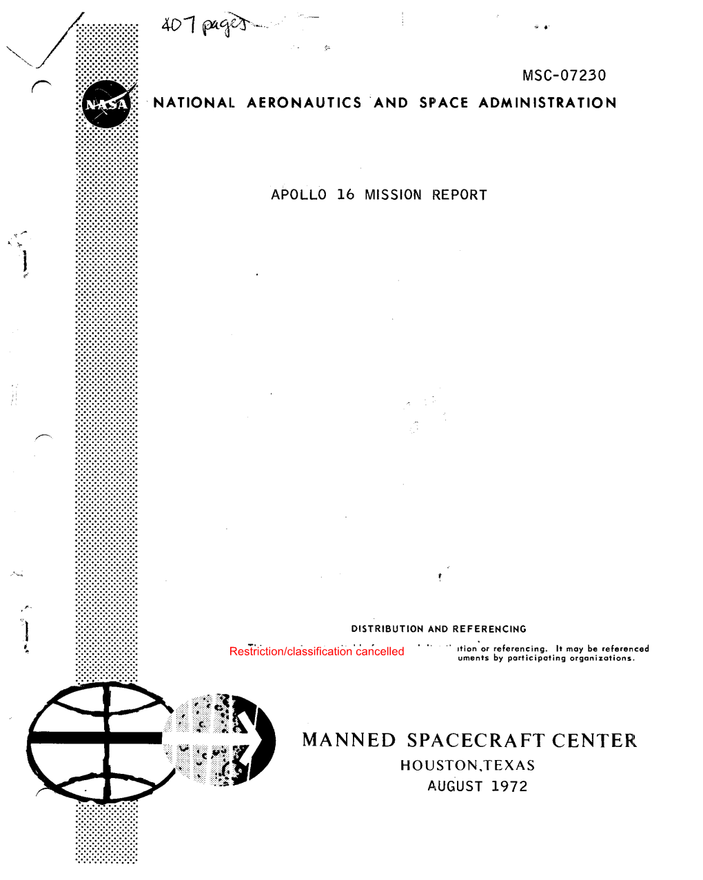 Apollo 16 Mission Report August 1972