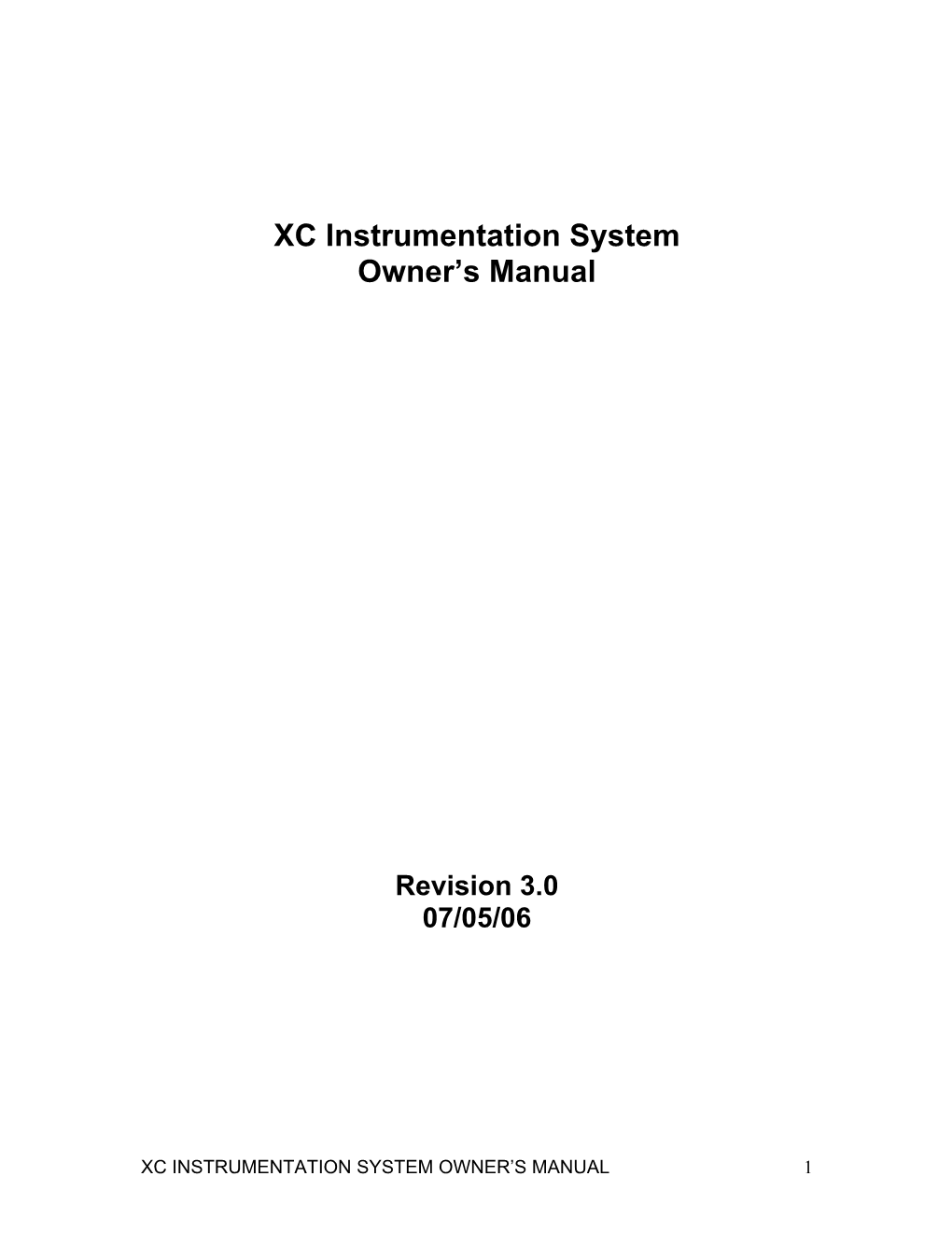 FCCC XC Instrumentation System Owner's Manual Rev