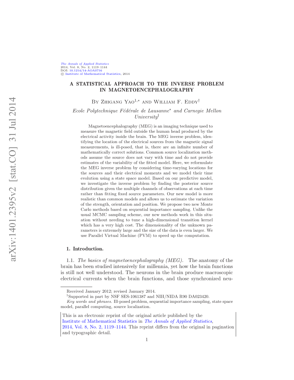 A Statistical Approach to the Inverse Problem in Magnetoencephalography