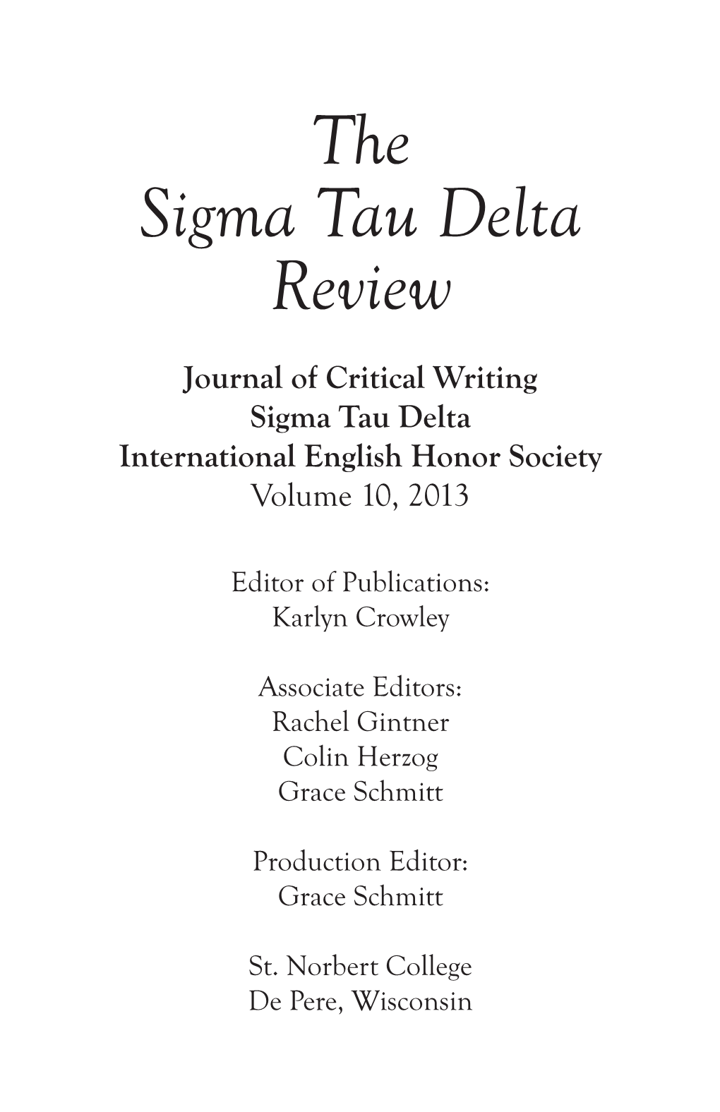 The Sigma Tau Delta Review