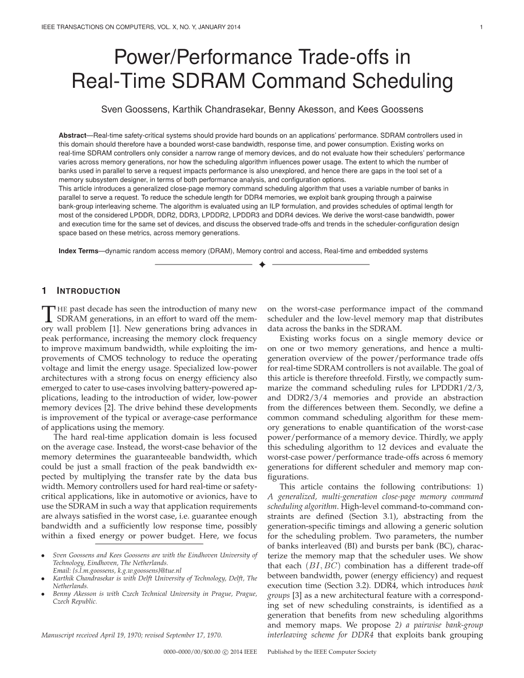 Power/Performance Trade-Offs in Real-Time SDRAM Command Scheduling